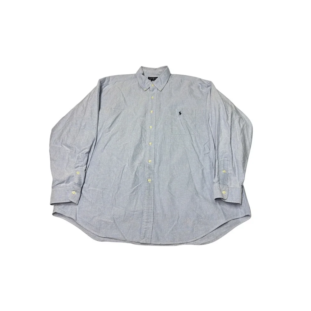 Polo Ralph Lauren Big Shirt Mens XL Light Blue Oxford Button Down Sleeve Pony